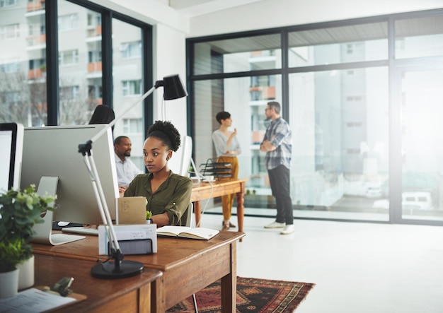 Modern professional office with team collaboration